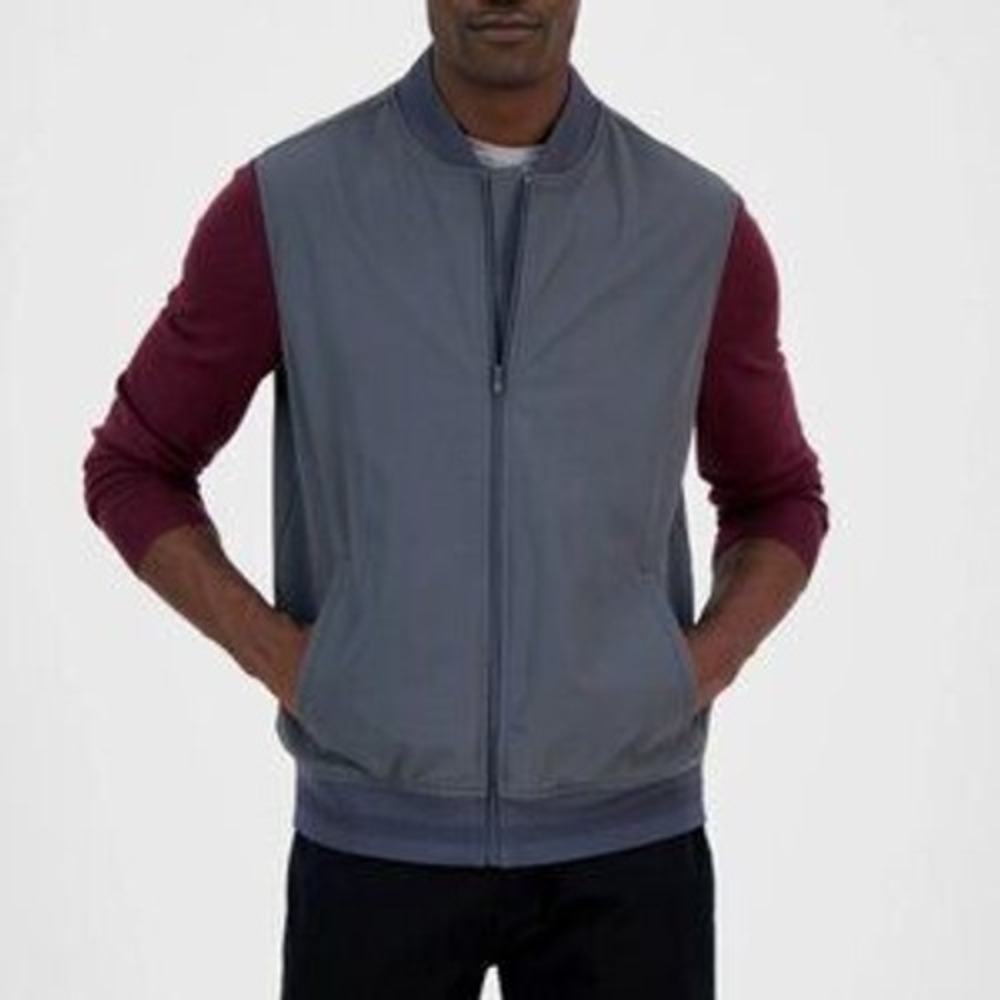 Alfani Alfatech Bomber Vest‎ Mens M Ebony Grey Full Zip Stretch 100187752MN